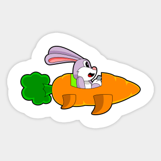 Rabbit Airplane Carrot Sticker